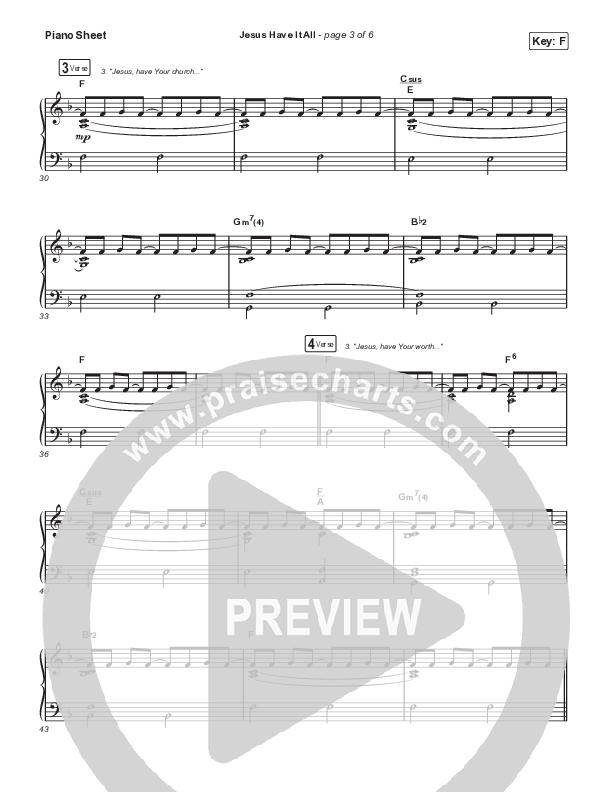 Jesus Have It All Piano Sheet (Jeremy Riddle)