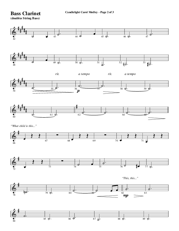 Candlelight Carol Medley (Choral Anthem SATB) Bass Clarinet (Word Music Choral / Arr. Bradley Knight)