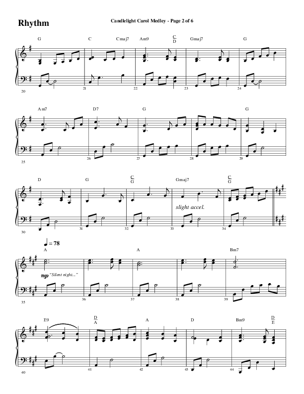 Candlelight Carol Medley (Choral Anthem SATB) Rhythm Chart (Word Music Choral / Arr. Bradley Knight)