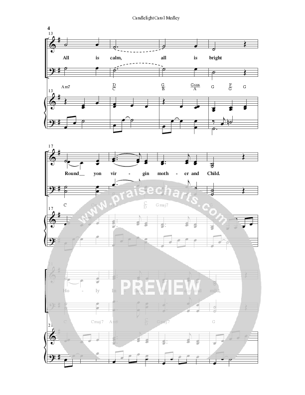 Candlelight Carol Medley (Choral Anthem SATB) Anthem (SATB/Piano) (Word Music Choral / Arr. Bradley Knight)
