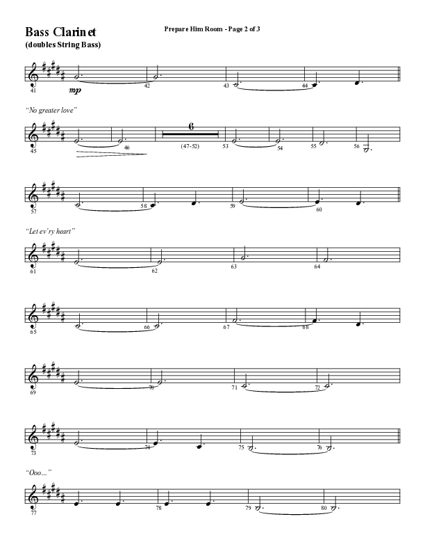 Prepare Him Room (Choral Anthem SATB) Bass Clarinet (Word Music Choral / Arr. Marty Hamby)