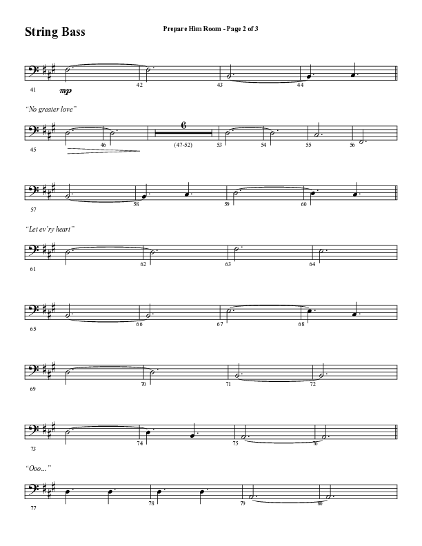 Prepare Him Room (Choral Anthem SATB) Double Bass (Word Music Choral / Arr. Marty Hamby)