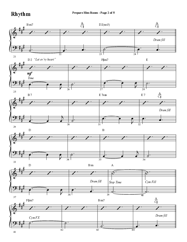 Prepare Him Room (Choral Anthem SATB) Rhythm Chart (Word Music Choral / Arr. Marty Hamby)