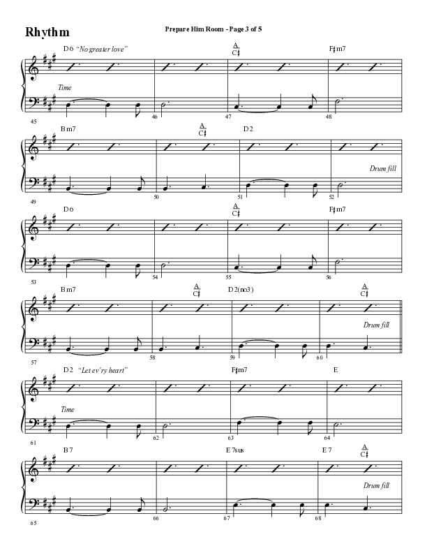 Prepare Him Room (Choral Anthem SATB) Rhythm Chart (Word Music Choral / Arr. Marty Hamby)