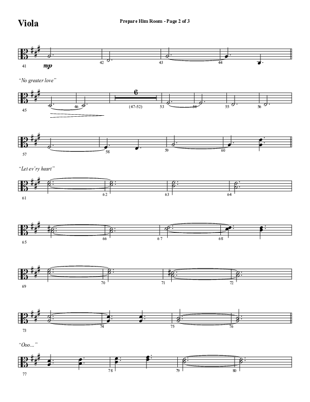 Prepare Him Room (Choral Anthem SATB) Viola (Word Music Choral / Arr. Marty Hamby)