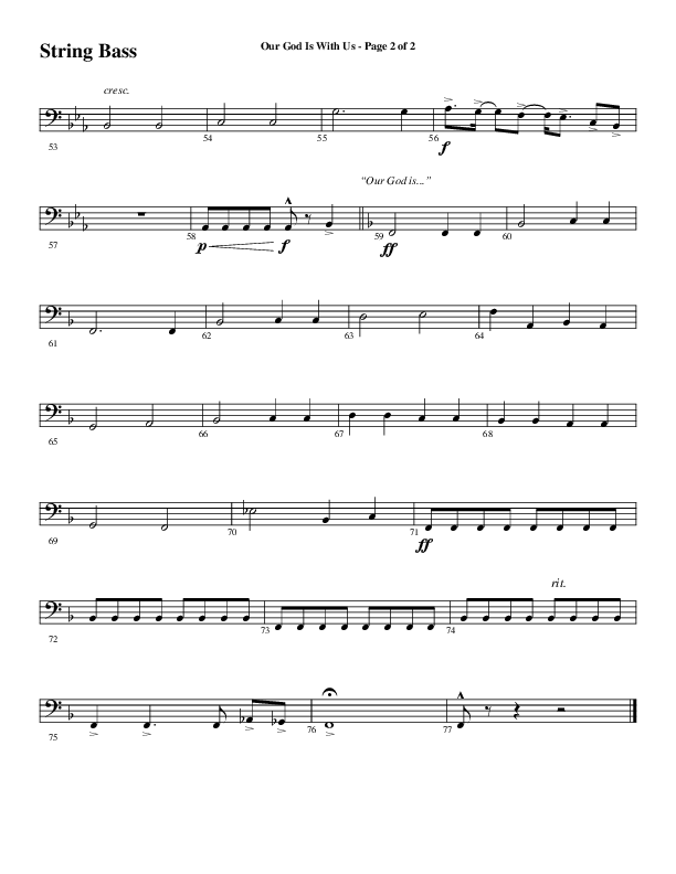 Our God Is With Us (Choral Anthem SATB) Double Bass (Word Music Choral / Arr. Daniel Semsen)