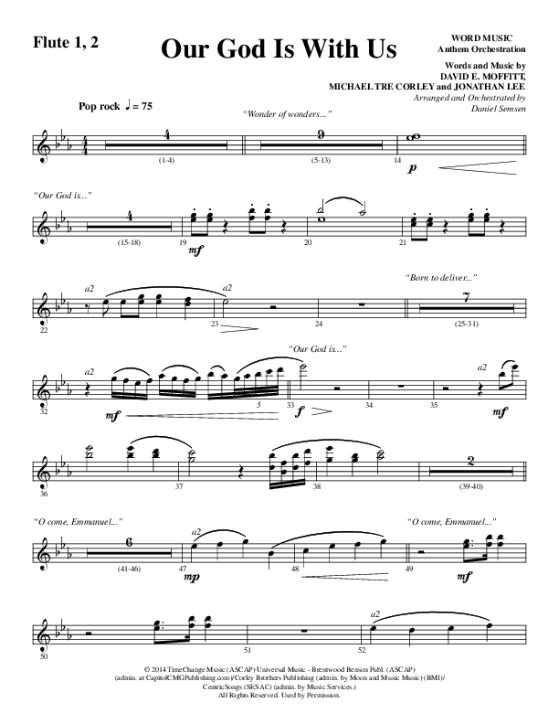 Our God Is With Us (Choral Anthem SATB) Flute 1/2 (Word Music Choral / Arr. Daniel Semsen)