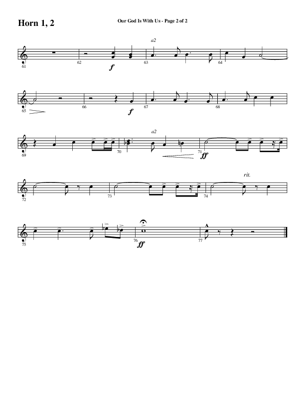 Our God Is With Us (Choral Anthem SATB) French Horn 1/2 (Word Music Choral / Arr. Daniel Semsen)
