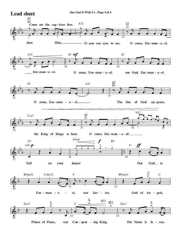 Our God Is With Us (Choral Anthem SATB) Lead Sheet (Melody) (Word Music Choral / Arr. Daniel Semsen)