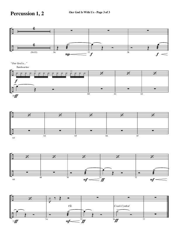 Our God Is With Us (Choral Anthem SATB) Percussion (Word Music Choral / Arr. Daniel Semsen)