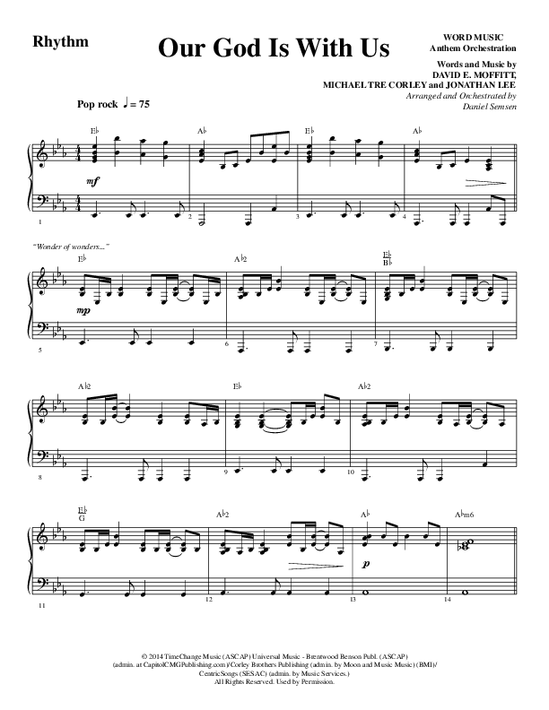 Our God Is With Us (Choral Anthem SATB) Rhythm Chart (Word Music Choral / Arr. Daniel Semsen)