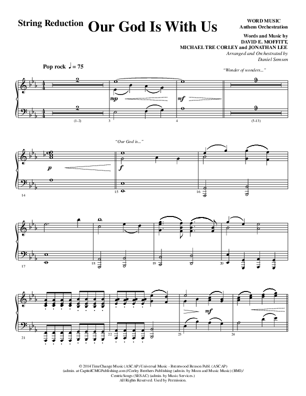 Our God Is With Us (Choral Anthem SATB) String Reduction (Word Music Choral / Arr. Daniel Semsen)