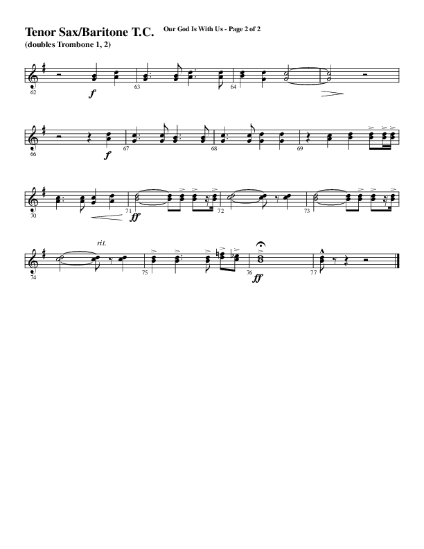 Our God Is With Us (Choral Anthem SATB) Tenor Sax/Baritone T.C. (Word Music Choral / Arr. Daniel Semsen)