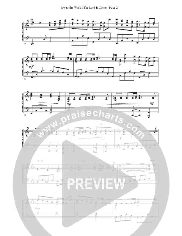 Joy To The World The Lord Is Come Piano Sheet (Ken Barker)
