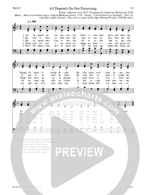 All Depends On Our Possessing Hymn Sheet (SATB) (Traditional Hymn)