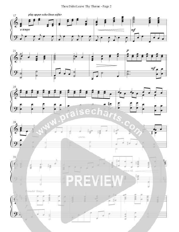 Thou Didst Leave Thy Throne  Piano Sheet (Ken Barker)