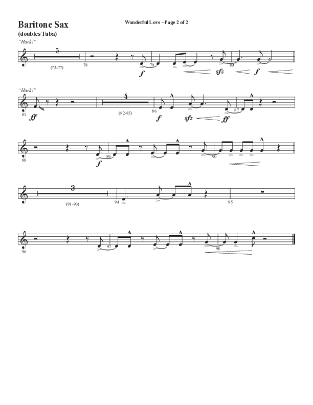 Wonderful Love (Choral Anthem SATB) Bari Sax (Word Music Choral / Arr. Cliff Duren)