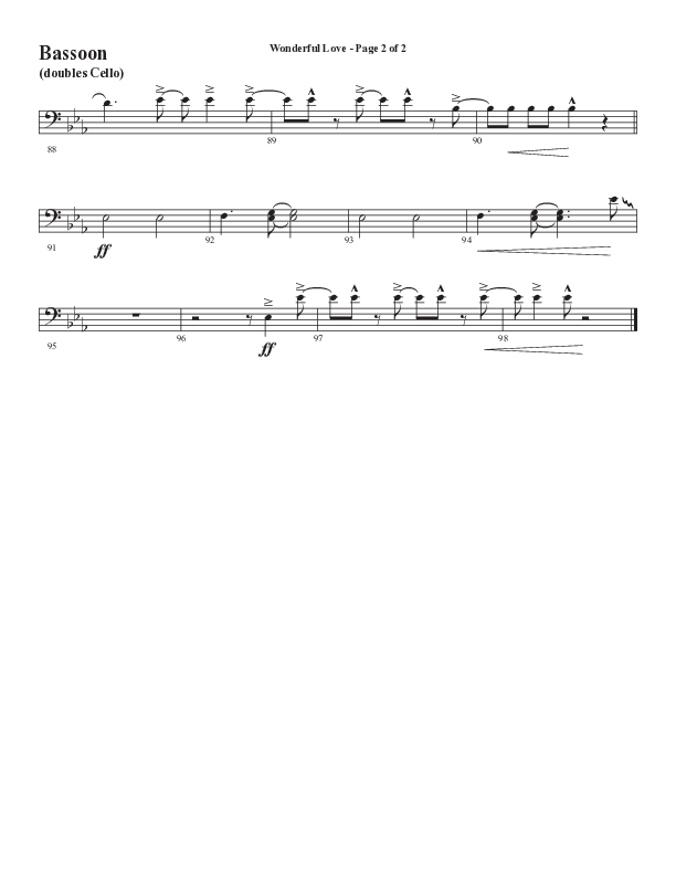 Wonderful Love (Choral Anthem SATB) Bassoon (Word Music Choral / Arr. Cliff Duren)