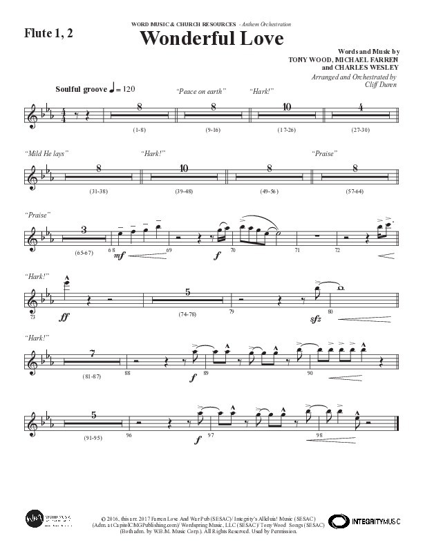 Wonderful Love (Choral Anthem SATB) Flute 1/2 (Word Music Choral / Arr. Cliff Duren)