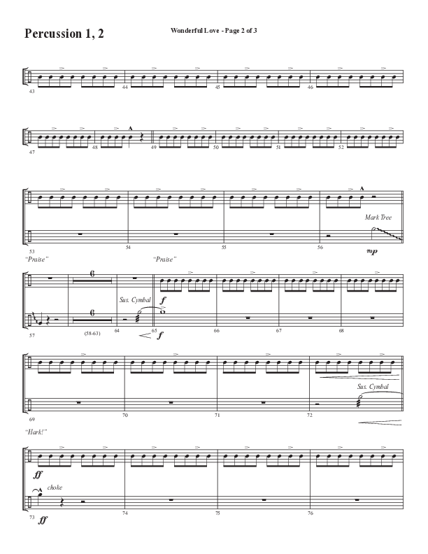 Wonderful Love (Choral Anthem SATB) Percussion 1/2 (Word Music Choral / Arr. Cliff Duren)