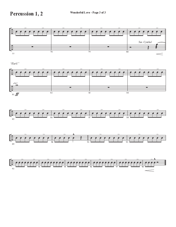 Wonderful Love (Choral Anthem SATB) Percussion 1/2 (Word Music Choral / Arr. Cliff Duren)