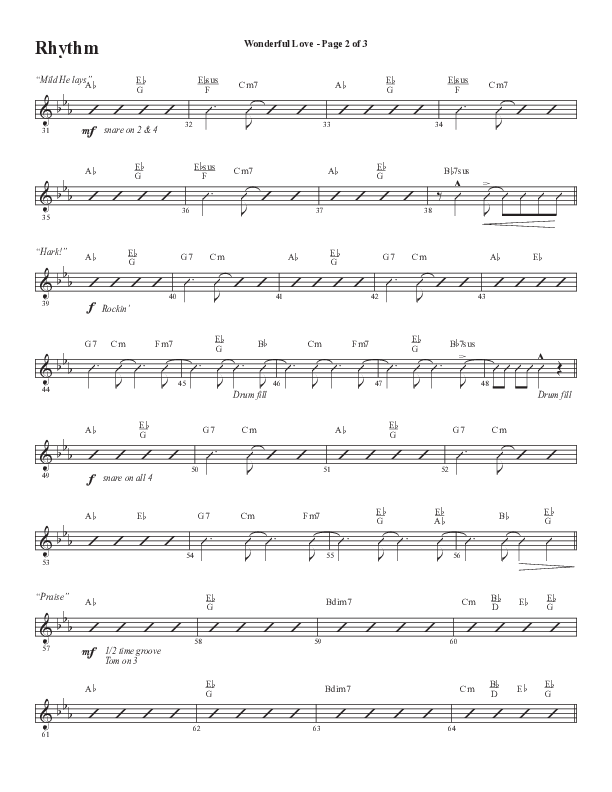 Wonderful Love (Choral Anthem SATB) Rhythm Chart (Word Music Choral / Arr. Cliff Duren)