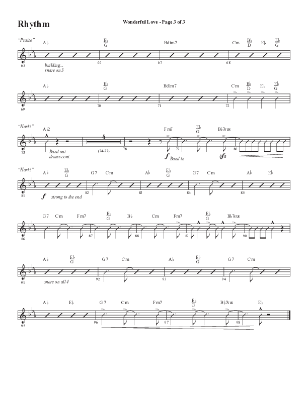 Wonderful Love (Choral Anthem SATB) Rhythm Chart (Word Music Choral / Arr. Cliff Duren)
