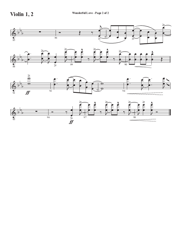 Wonderful Love (Choral Anthem SATB) Violin 1/2 (Word Music Choral / Arr. Cliff Duren)