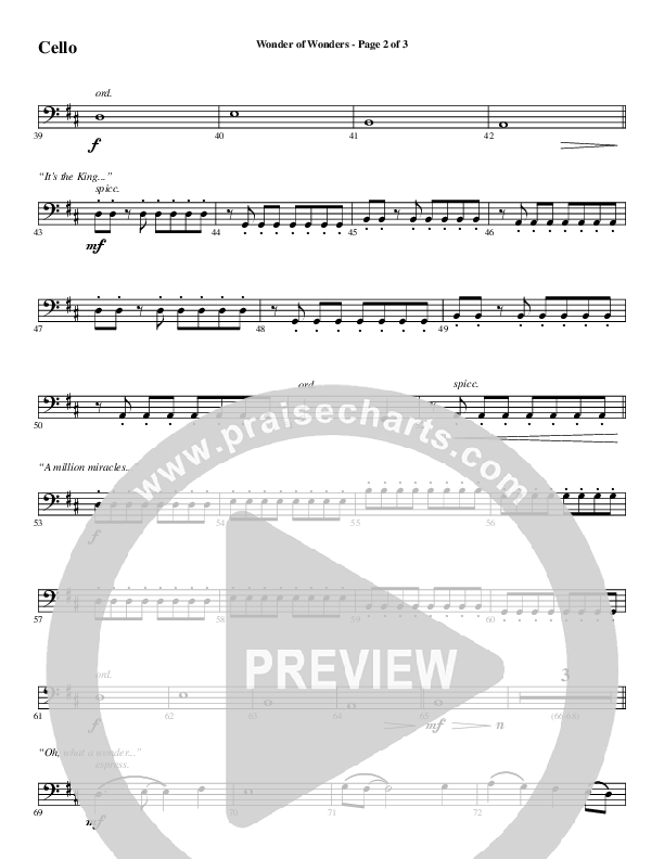 Wonder Of Wonders (Choral Anthem SATB) Cello (Word Music Choral / Arr. Daniel Semsen)