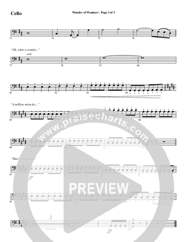 Wonder Of Wonders (Choral Anthem SATB) Cello (Word Music Choral / Arr. Daniel Semsen)