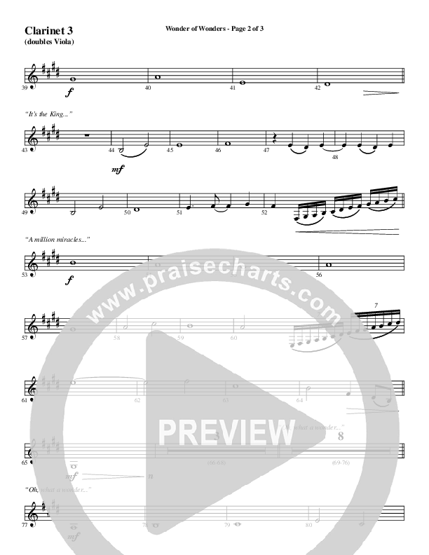 Wonder Of Wonders (Choral Anthem SATB) Clarinet 3 (Word Music Choral / Arr. Daniel Semsen)