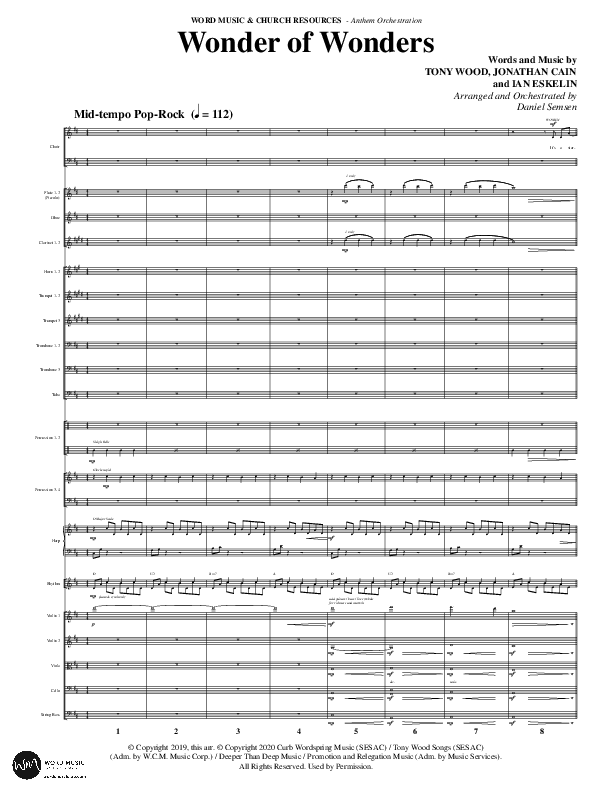 Wonder Of Wonders (Choral Anthem SATB) Orchestration (Word Music Choral / Arr. Daniel Semsen)