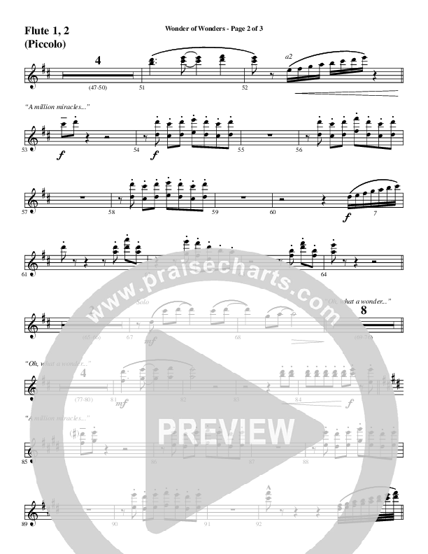 Wonder Of Wonders (Choral Anthem SATB) Flute 1/2 (Word Music Choral / Arr. Daniel Semsen)
