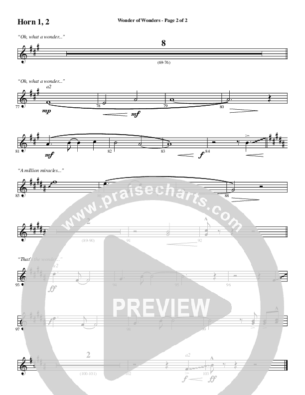 Wonder Of Wonders (Choral Anthem SATB) French Horn 1/2 (Word Music Choral / Arr. Daniel Semsen)