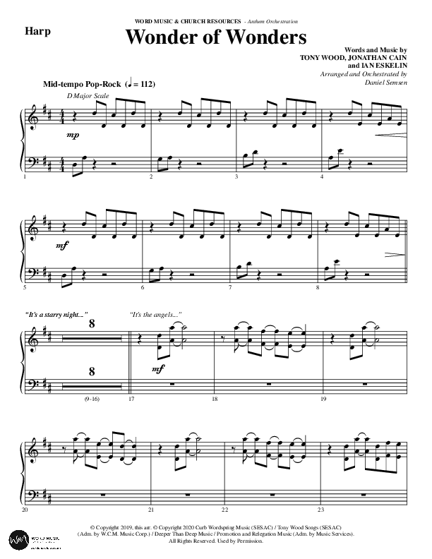 Wonder Of Wonders (Choral Anthem SATB) Harp (Word Music Choral / Arr. Daniel Semsen)