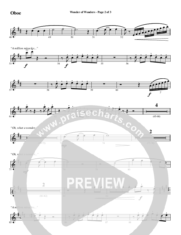 Wonder Of Wonders (Choral Anthem SATB) Oboe (Word Music Choral / Arr. Daniel Semsen)