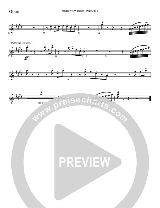 Wonder Of Wonders (Choral Anthem SATB) Oboe (Word Music Choral / Arr. Daniel Semsen)