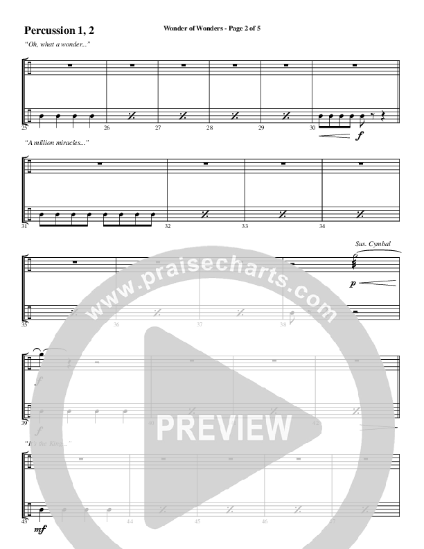 Wonder Of Wonders (Choral Anthem SATB) Percussion (Word Music Choral / Arr. Daniel Semsen)