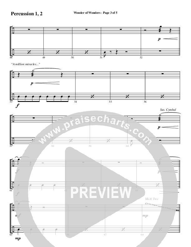 Wonder Of Wonders (Choral Anthem SATB) Percussion (Word Music Choral / Arr. Daniel Semsen)