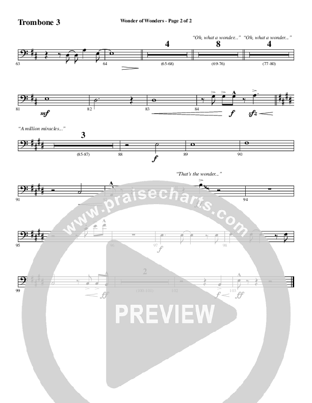Wonder Of Wonders (Choral Anthem SATB) Trombone 3 (Word Music Choral / Arr. Daniel Semsen)