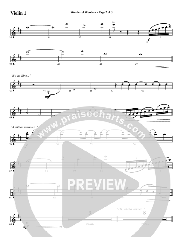 Wonder Of Wonders (Choral Anthem SATB) Violin 1 (Word Music Choral / Arr. Daniel Semsen)