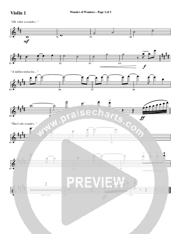 Wonder Of Wonders (Choral Anthem SATB) Violin 1 (Word Music Choral / Arr. Daniel Semsen)