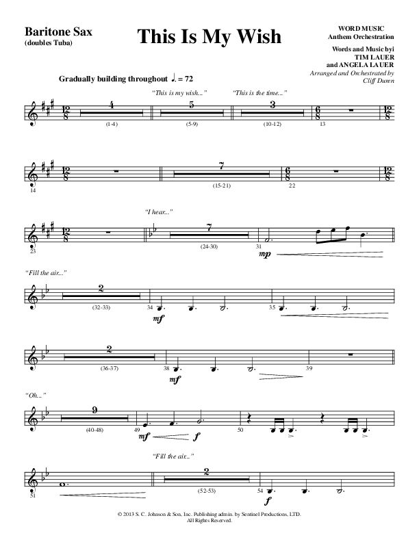 This Is My Wish (Choral Anthem SATB) Bari Sax (Word Music Choral / Arr. Cliff Duren)