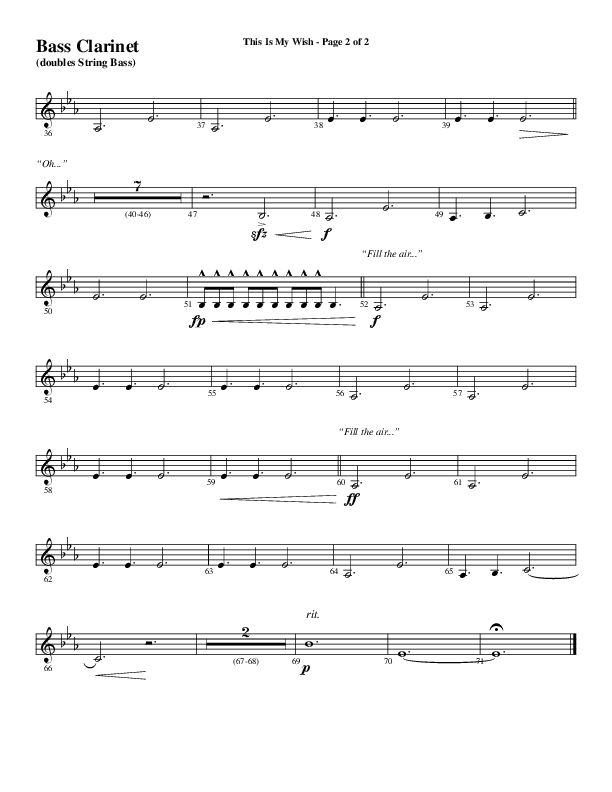 This Is My Wish (Choral Anthem SATB) Bass Clarinet (Word Music Choral / Arr. Cliff Duren)
