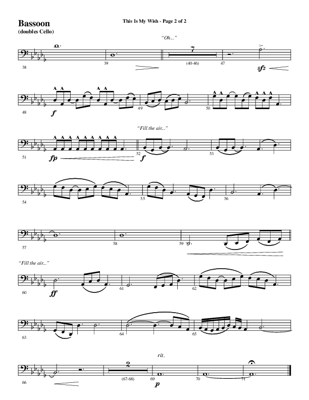 This Is My Wish (Choral Anthem SATB) Bassoon (Word Music Choral / Arr. Cliff Duren)