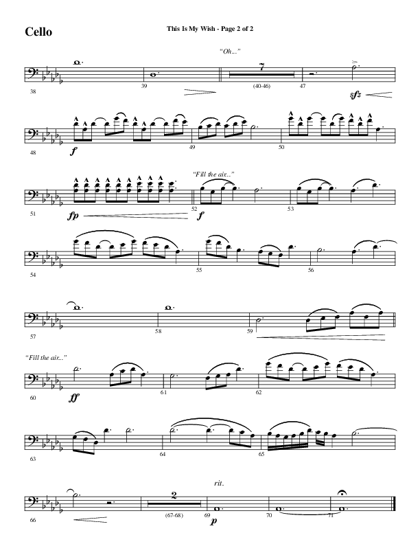 This Is My Wish (Choral Anthem SATB) Cello (Word Music Choral / Arr. Cliff Duren)