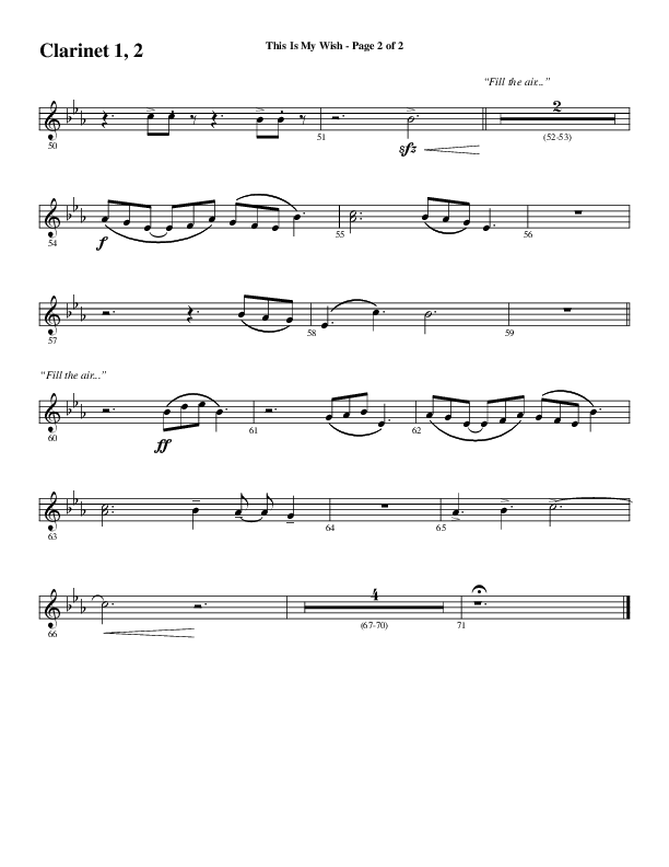 This Is My Wish (Choral Anthem SATB) Clarinet 1/2 (Word Music Choral / Arr. Cliff Duren)