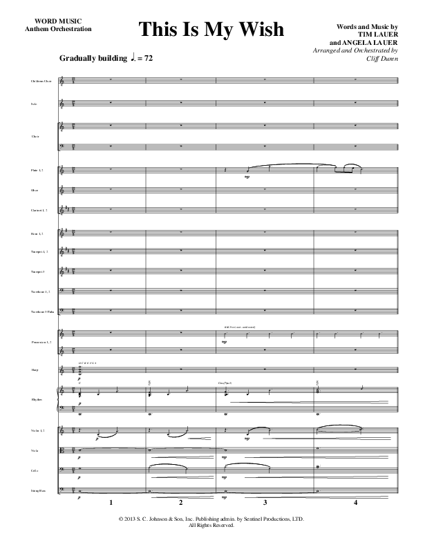 This Is My Wish (Choral Anthem SATB) Orchestration (Word Music Choral / Arr. Cliff Duren)