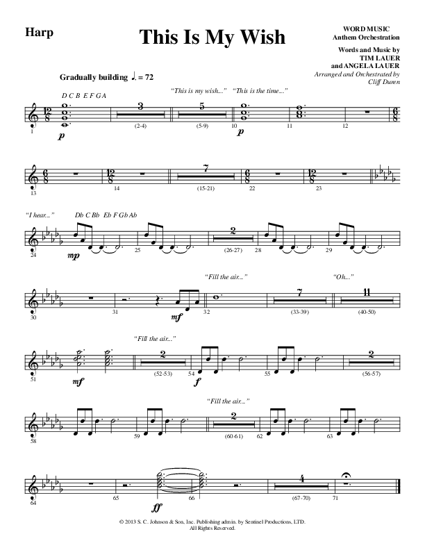 This Is My Wish (Choral Anthem SATB) Harp (Word Music Choral / Arr. Cliff Duren)