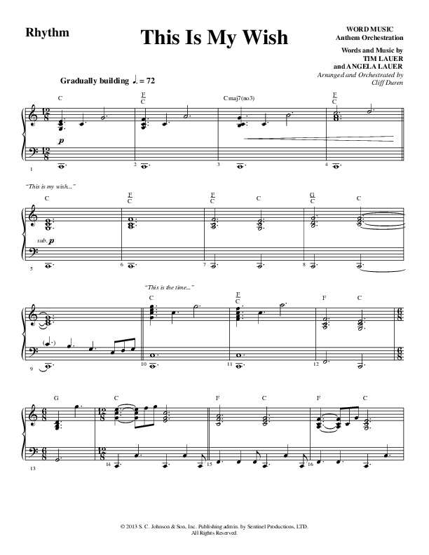 This Is My Wish (Choral Anthem SATB) Rhythm Chart (Word Music Choral / Arr. Cliff Duren)